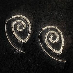 Elegant Silver 2” Spiral Earrings